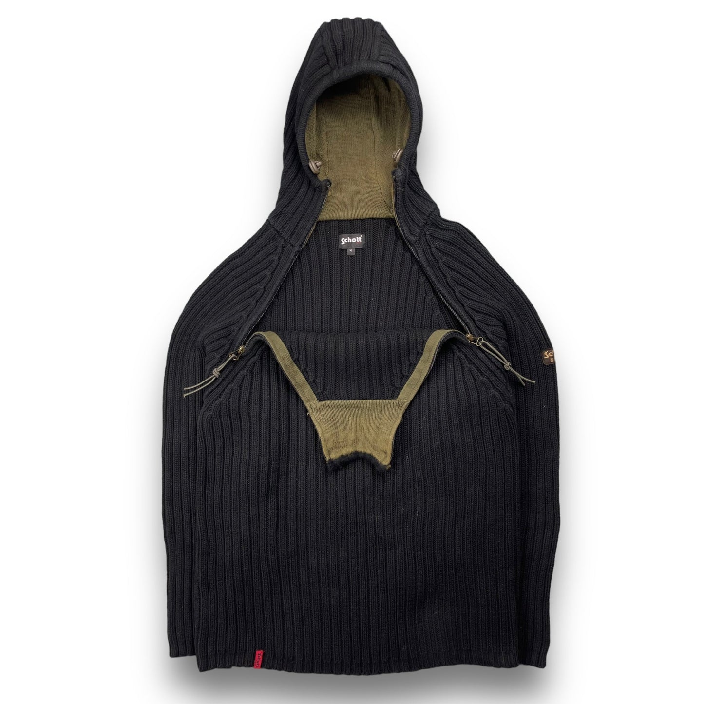2000's Schott NYC Dual Zip Knitted Balaclava Hoodie | Default Title, Multicoloured