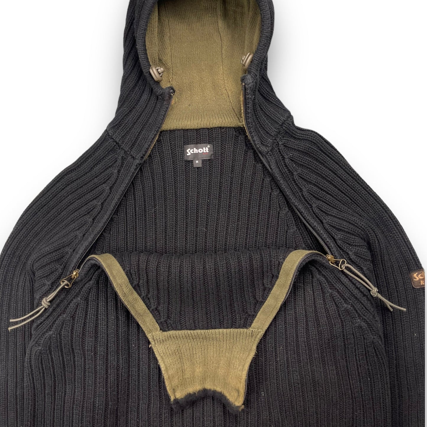 2000's Schott NYC Dual Zip Knitted Balaclava Hoodie | Default Title, Multicoloured