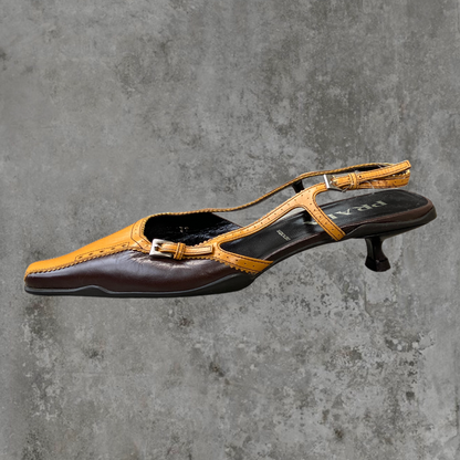 PRADA SLING BACK KITTEN HEELS - UK 5.5 / EU 38.5