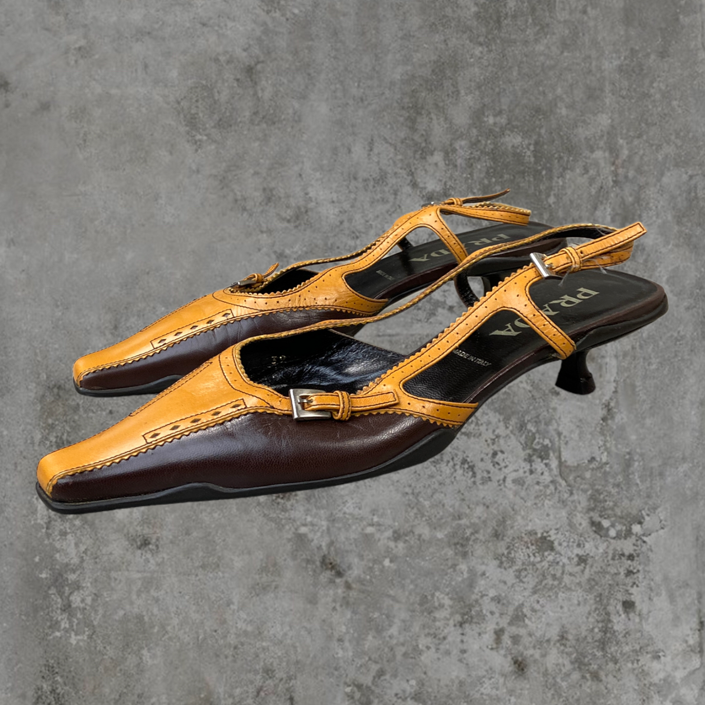 PRADA SLING BACK KITTEN HEELS - UK 5.5 / EU 38.5