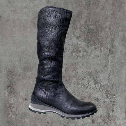 PRADA LEATHER VIBRAM SOLE BOOTS