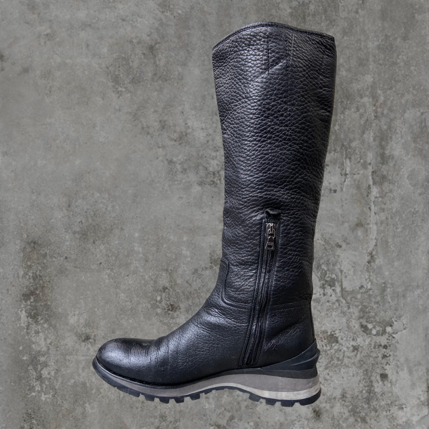 PRADA LEATHER VIBRAM SOLE BOOTS