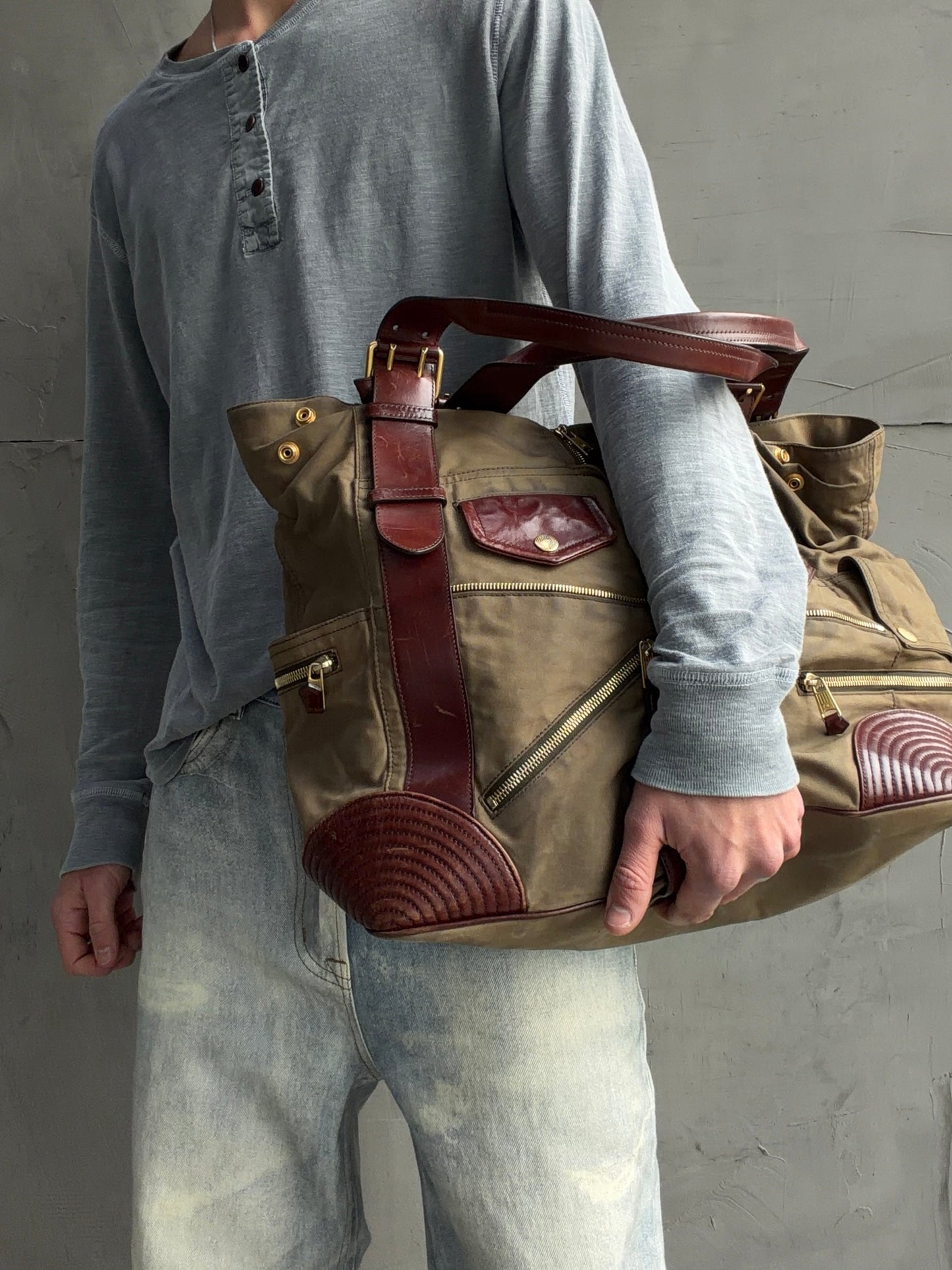 Alexander McQueen Faithful Multipocket Cotton and Leather Tote Bag