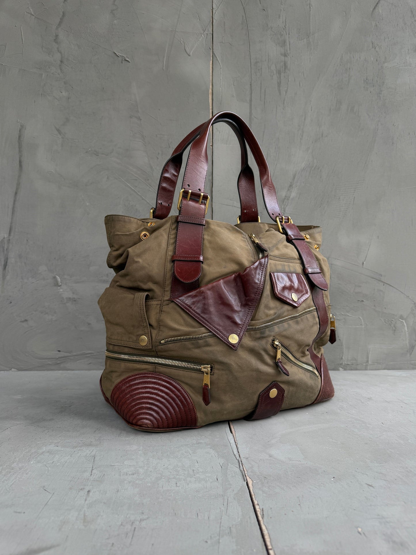 Alexander McQueen Faithful Multipocket Cotton and Leather Tote Bag