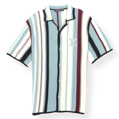 LOUIS VUITTON STRIPED CROCHET SHORT-SLEEVED SHIRT BLUE XXL | XXL, Blue