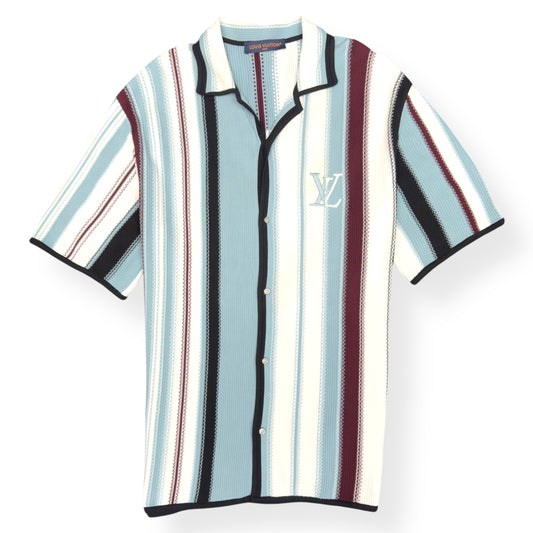 LOUIS VUITTON STRIPED CROCHET SHORT-SLEEVED SHIRT BLUE XXL | XXL, Blue