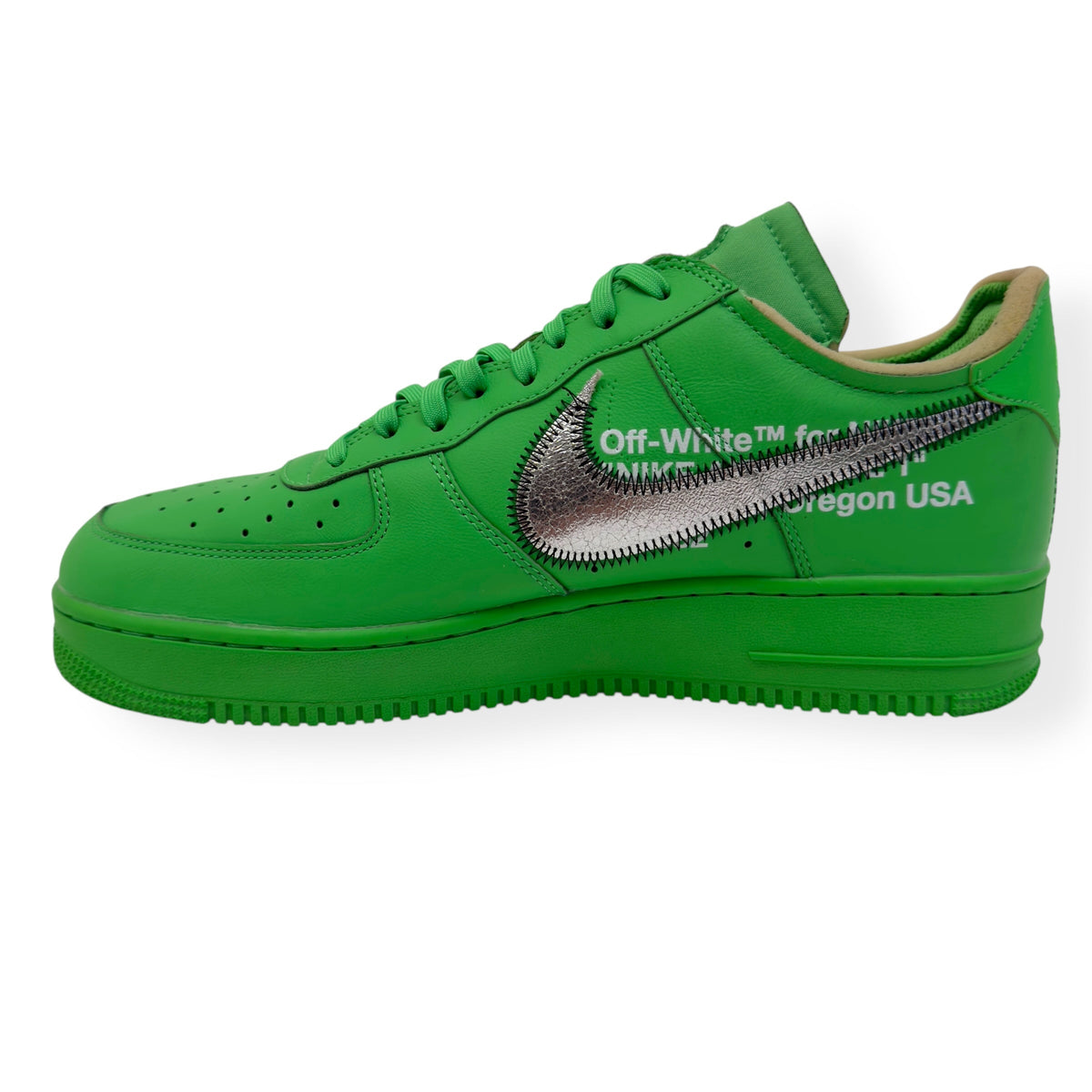 NIKE AIRFORCE 1 X OFF-WHITE LOW TOP SNEAKER BROOKLYN GREEN UK11 | UK 11, Green