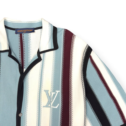 LOUIS VUITTON STRIPED CROCHET SHORT-SLEEVED SHIRT BLUE XXL | XXL, Blue