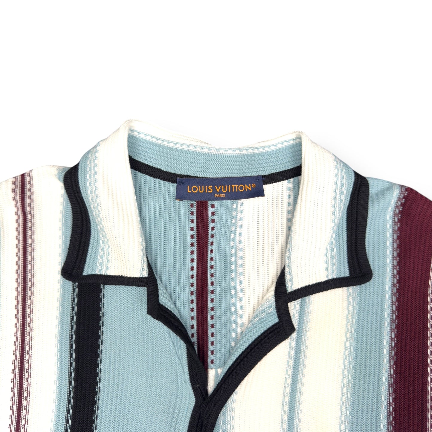 LOUIS VUITTON STRIPED CROCHET SHORT-SLEEVED SHIRT BLUE XXL | XXL, Blue