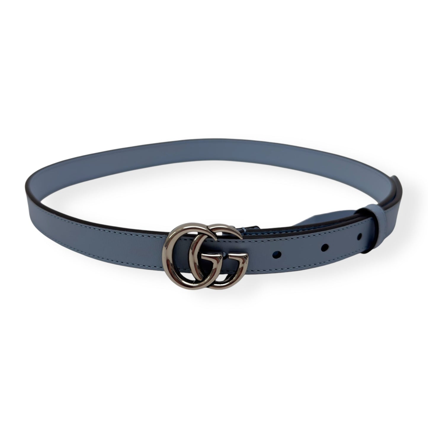 GUCCI GG MARMONT BUCKLE SLIM BELT BLUE / SILVER 70CM | O/S, Blue