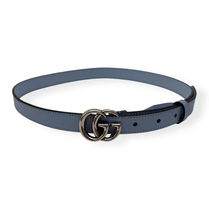 GUCCI GG MARMONT BUCKLE SLIM BELT BLUE / SILVER 70CM | O/S, Blue