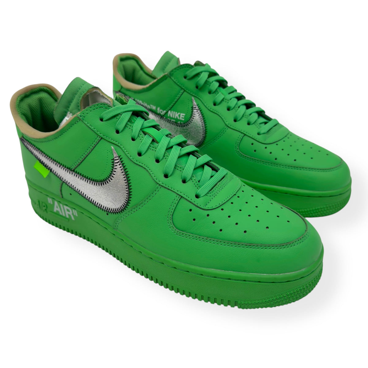 NIKE AIRFORCE 1 X OFF-WHITE LOW TOP SNEAKER BROOKLYN GREEN UK11 | UK 11, Green