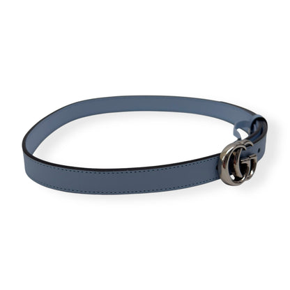 GUCCI GG MARMONT BUCKLE SLIM BELT BLUE / SILVER 70CM | O/S, Blue