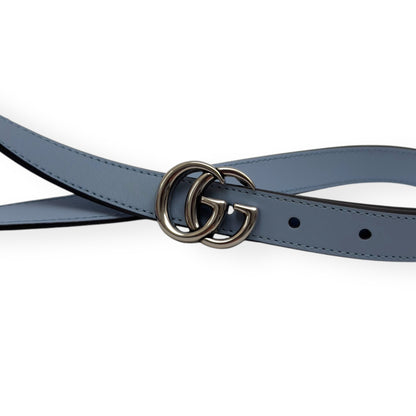 GUCCI GG MARMONT BUCKLE SLIM BELT BLUE / SILVER 70CM | O/S, Blue