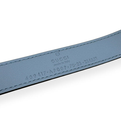 GUCCI GG MARMONT BUCKLE SLIM BELT BLUE / SILVER 70CM | O/S, Blue