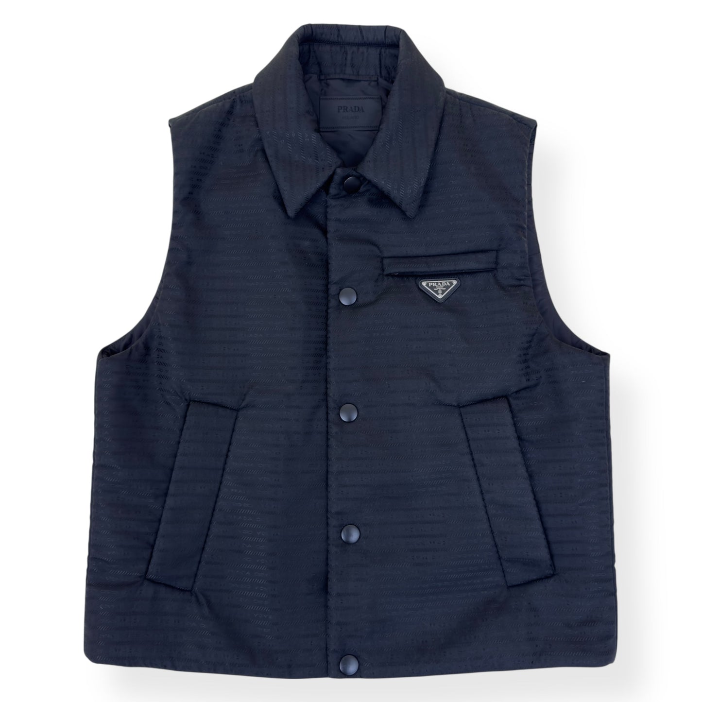 PRADA RE-NYLON PLAQUE-LOGO PADDED GILET BLACK M | Medium, Black