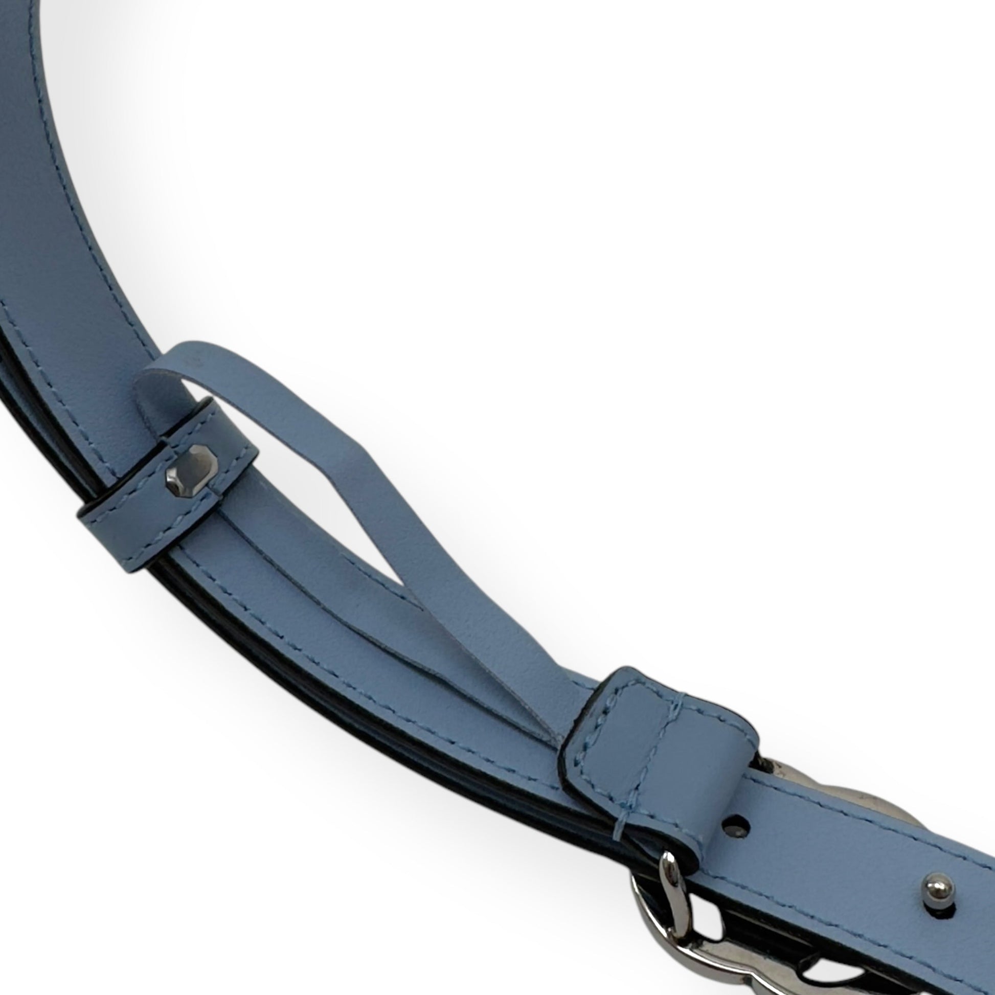 GUCCI GG MARMONT BUCKLE SLIM BELT BLUE / SILVER 70CM | O/S, Blue