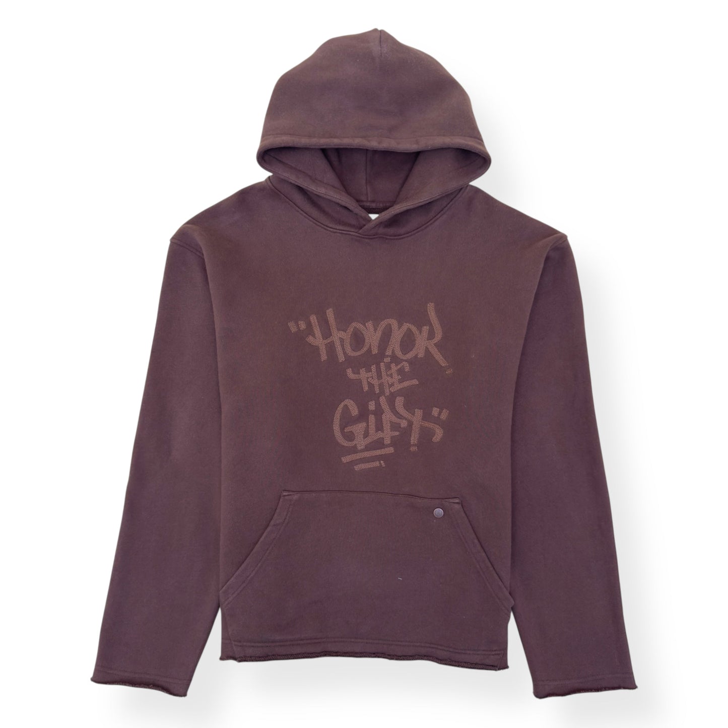 HONOR THE GIFT SCRIPT EMBROIDERED HOODIE BROWN L | Large, Brown