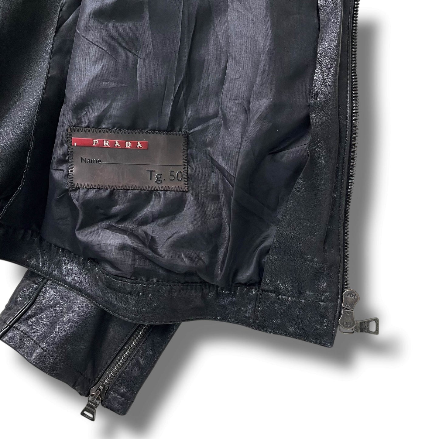 Vintage Prada Sport Moto Leather Jacket (L)