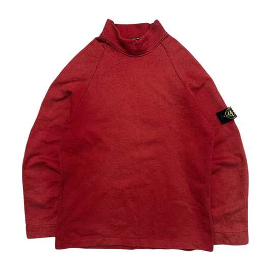 A/W 2000 Stone Island Red Mock Neck Sweatshirt