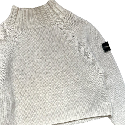 Stone Island Cream Wool High Neck Jumper