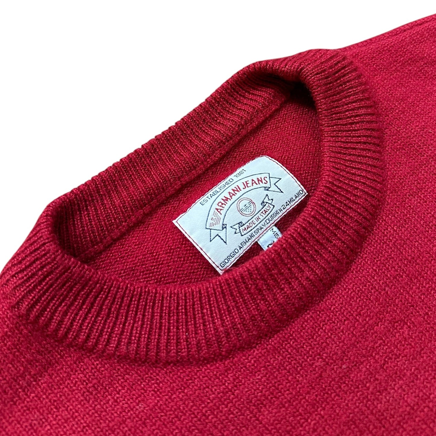 Armani Jeans Spellout Red Knit Sweatshirt