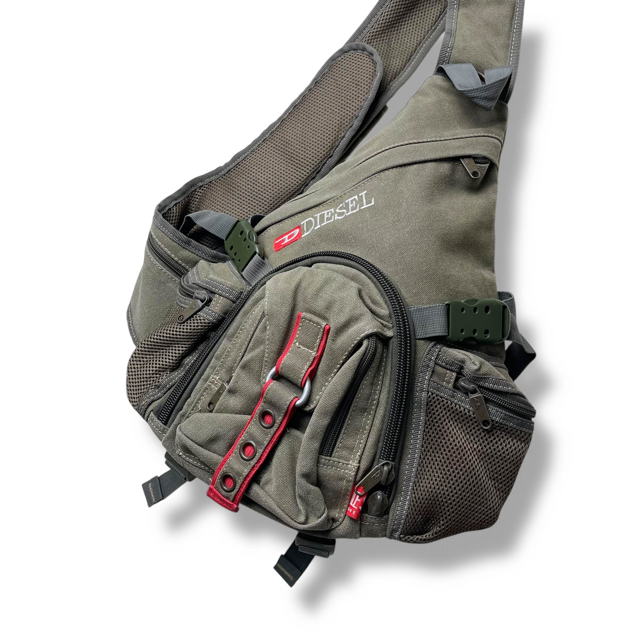 00s DIESEL Tactical Nylon Sling Bag Vintage Diesel Spare Parts