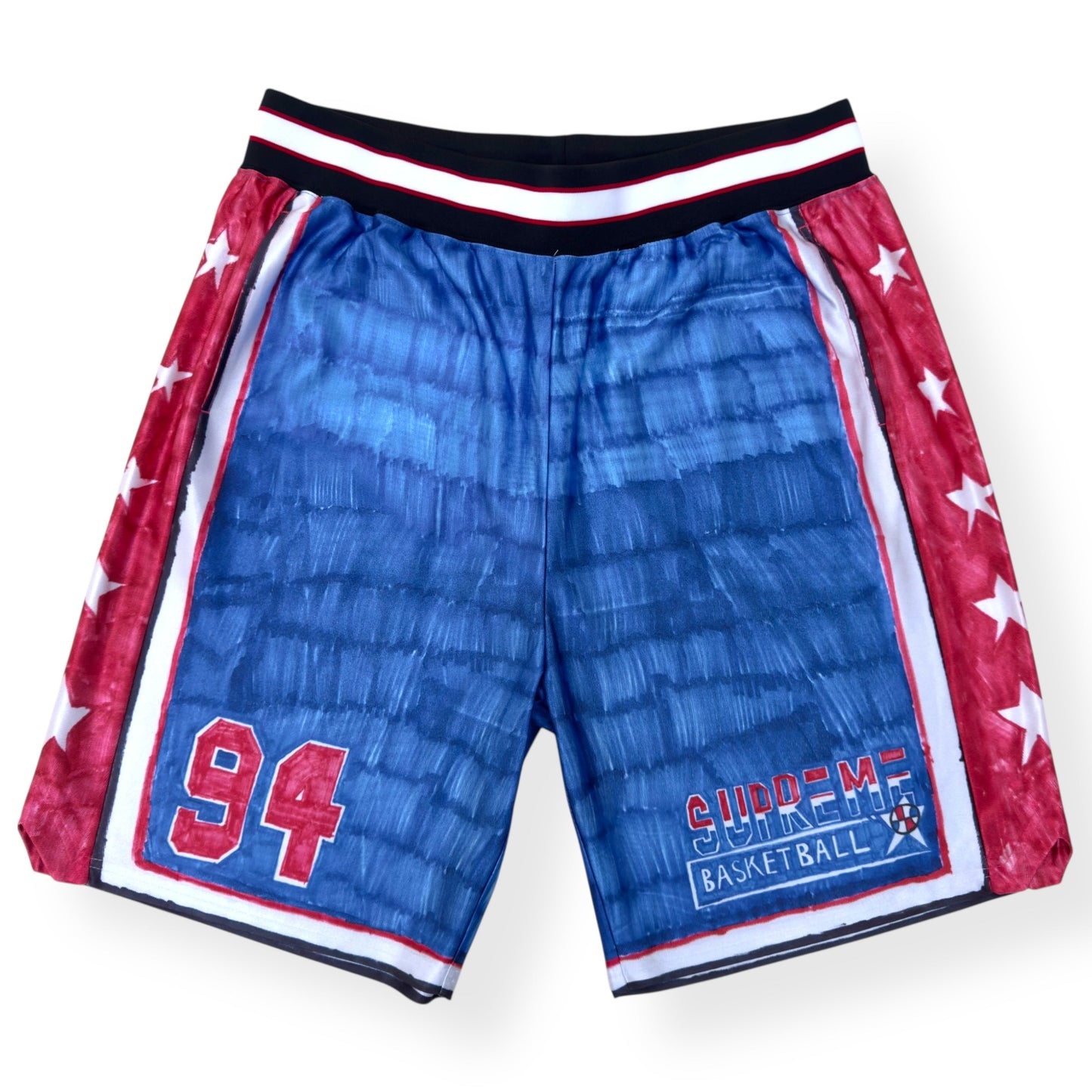 SUPREME MARKER BASKETBALL SHORTS RED / BLUE / WHITE L | Large, Multicoloured