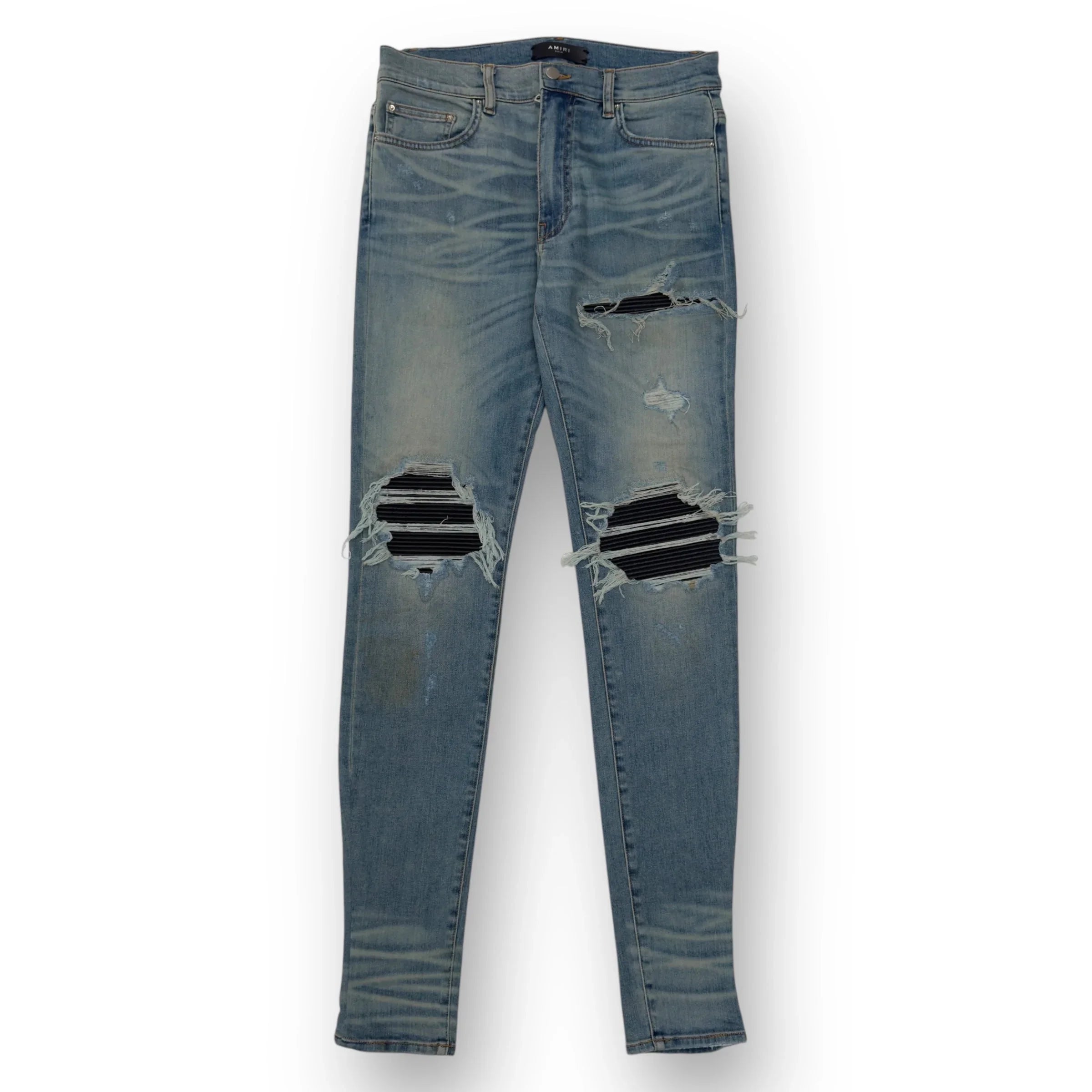 amiri mx1 jean レザーパッチ Amiri Mx1 Leather Patch Jeans in Blue for Men | Lyst