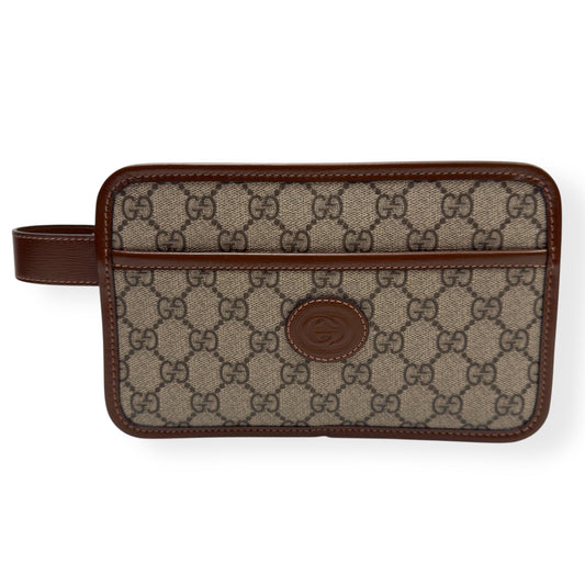 GUCCI GG INTERLOCKING G TRAVEL POUCH BROWN S | O/S, Brown
