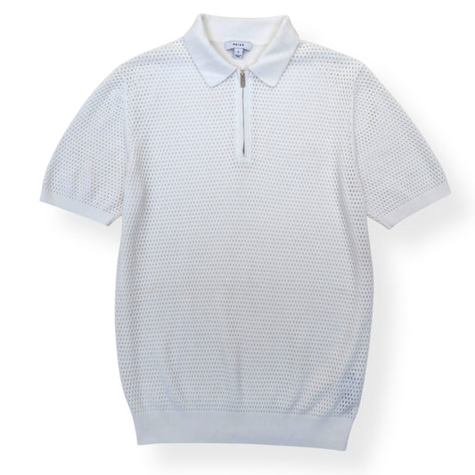 REISS SCOTTY HALF ZIP POLO SHIRT WHITE S | Small, White