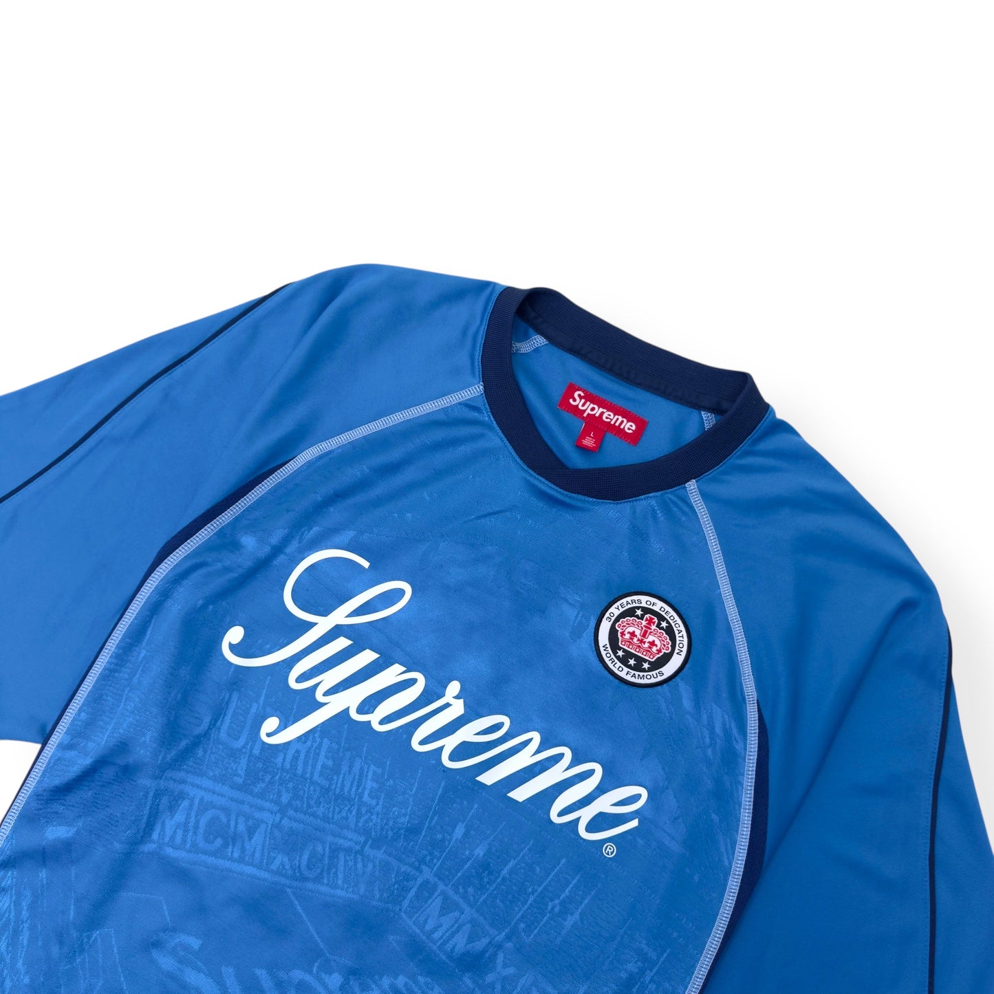 SUPREME JACQUARD SOCCER JERSEY BLUE L | Large, Blue