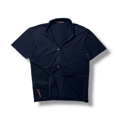 Vintage Prada Sport Full Zip Technical Short Sleeve Polo Shirt (XXL)