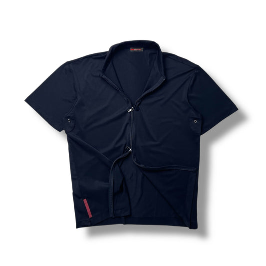 Vintage Prada Sport Full Zip Technical Short Sleeve Polo Shirt (XXL)