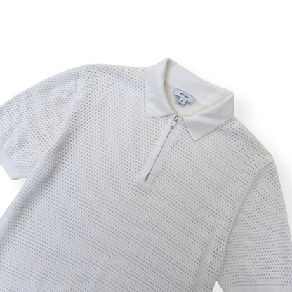 REISS SCOTTY HALF ZIP POLO SHIRT WHITE S | Small, White