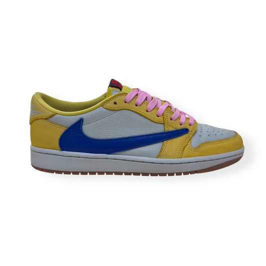 NIKE AIR JORDAN 1 X TRAVIS SCOTT LOW TOP SNEAKER CANARY UK9 | UK 9, Pink