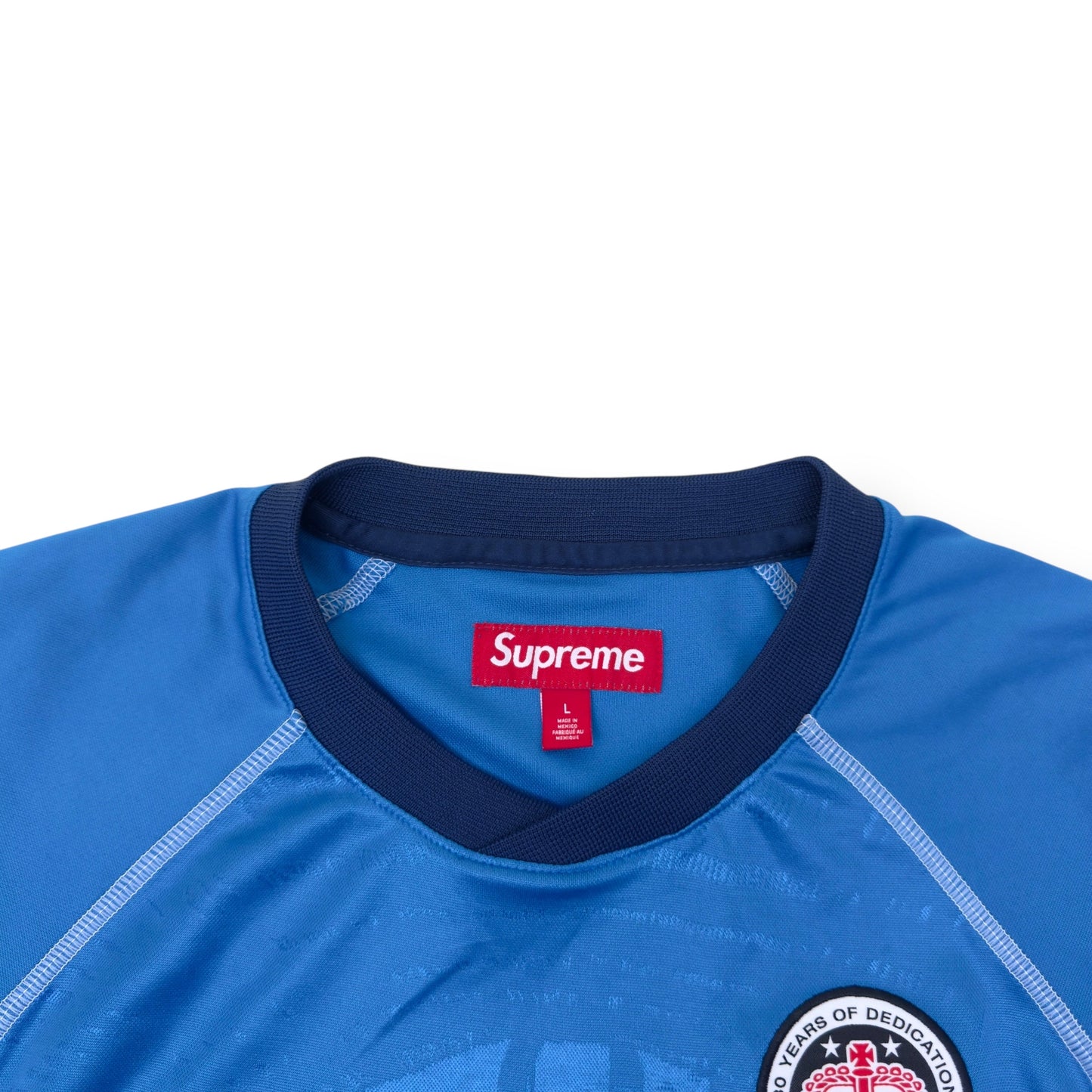 SUPREME JACQUARD SOCCER JERSEY BLUE L | Large, Blue