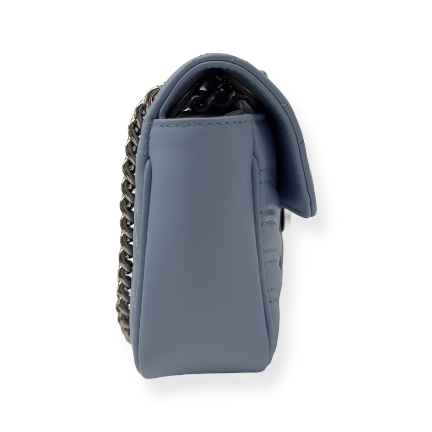 GUCCI CALFSKIN MATELASSE MINI GG MARMONT SHOULDER BAG BLUE | O/S, Blue