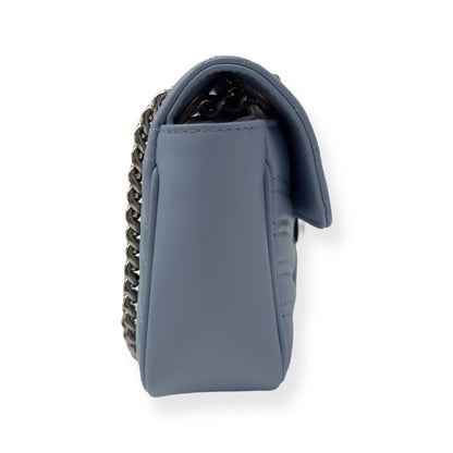 GUCCI CALFSKIN MATELASSE MINI GG MARMONT SHOULDER BAG BLUE | O/S, Blue