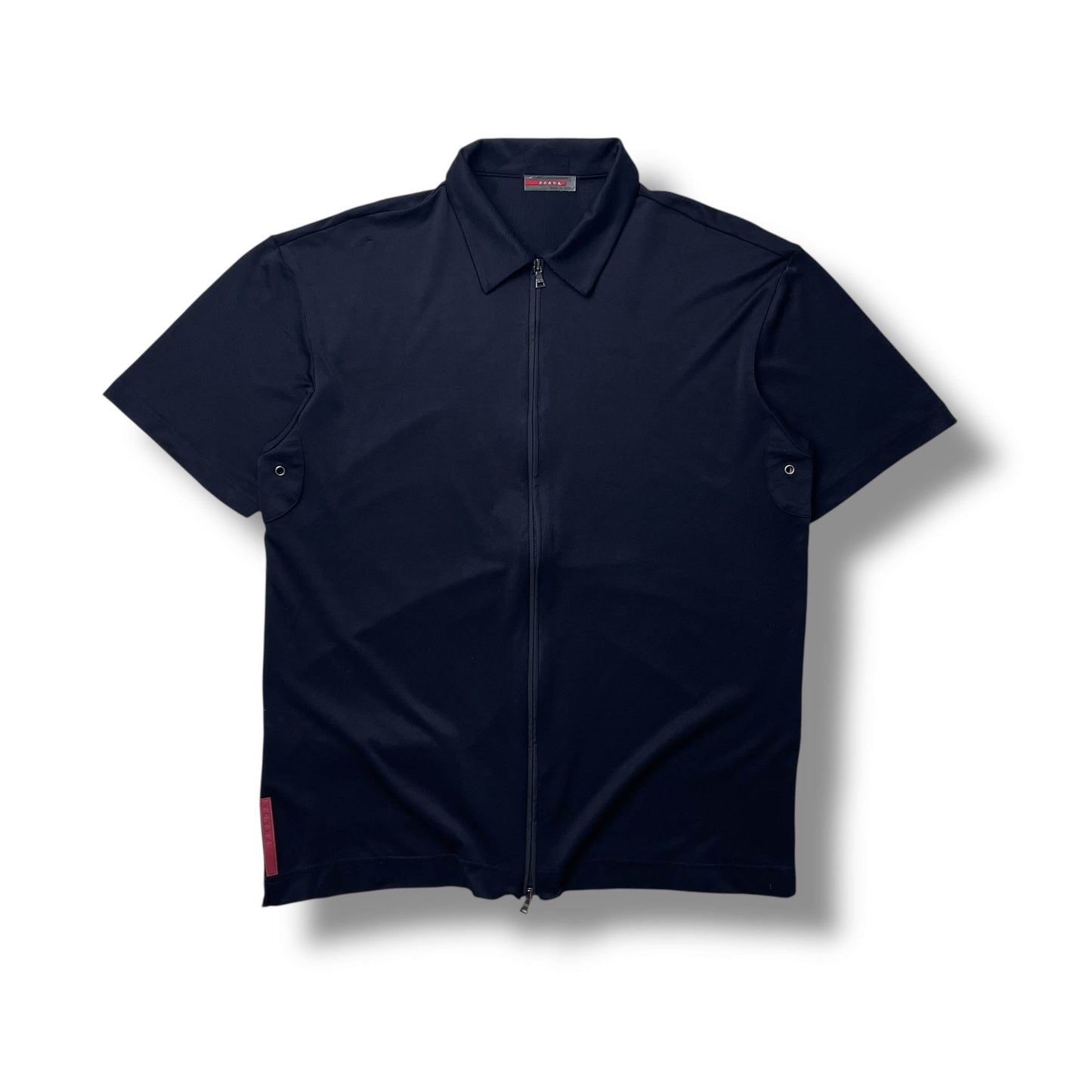 Vintage Prada Sport Full Zip Technical Short Sleeve Polo Shirt (XXL)