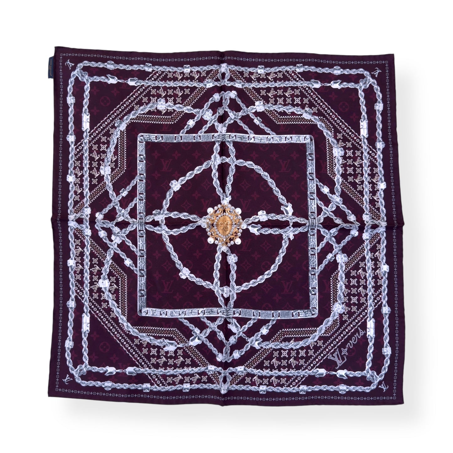 LOUIS VUITTON LV DYNASTY SILK BANDANA BURGUDNY | O/S, Burgundy