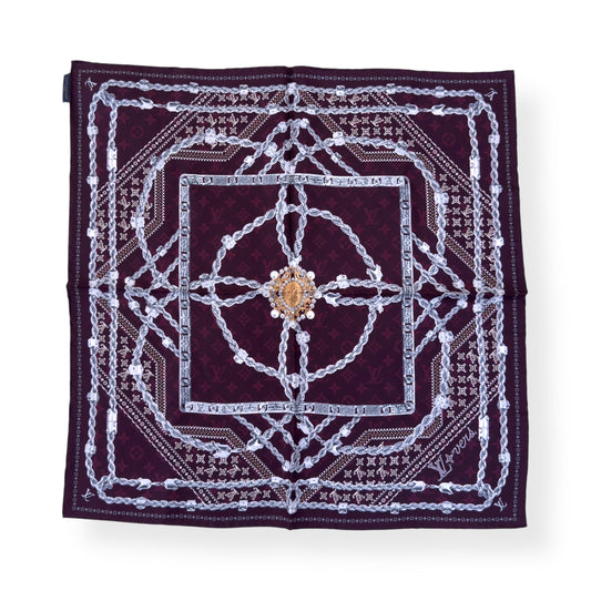 LOUIS VUITTON LV DYNASTY SILK BANDANA BURGUDNY | O/S, Burgundy