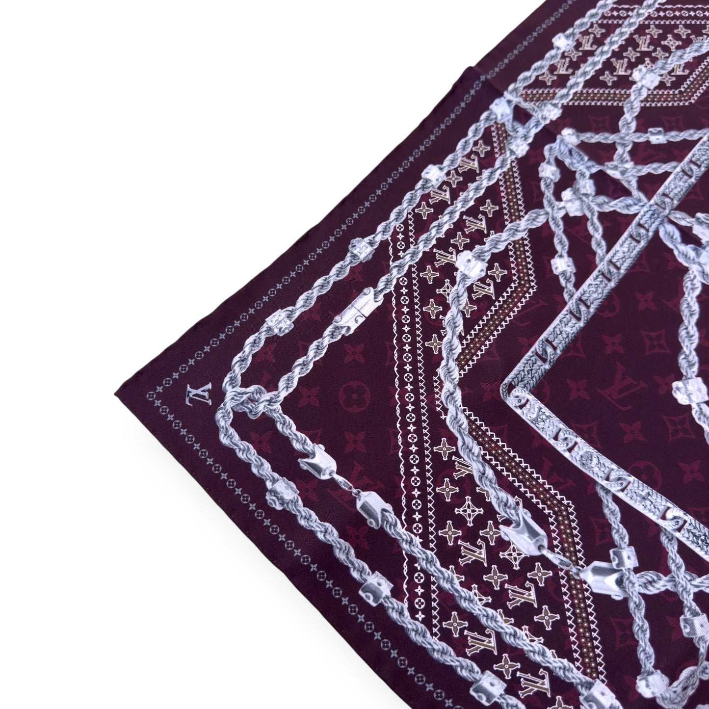 LOUIS VUITTON LV DYNASTY SILK BANDANA BURGUDNY | O/S, Burgundy
