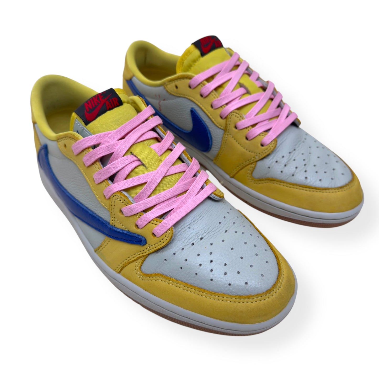 NIKE AIR JORDAN 1 X TRAVIS SCOTT LOW TOP SNEAKER CANARY UK9 | UK 9, Pink