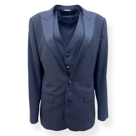 DOLCE & GABBANA WOOL / SILK MARTINI-FIT TUXEDO SUIT 50 / M | Medium, Navy