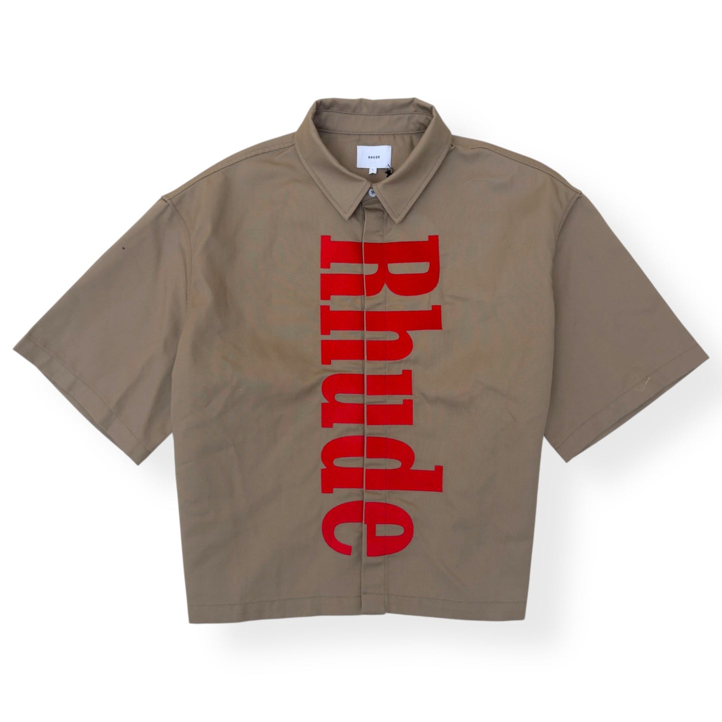 RHUDE VERTICAL LOGO SHIRT BEIGE / RED L | Large, Beige