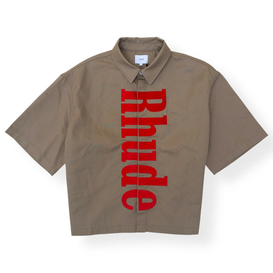 RHUDE VERTICAL LOGO SHIRT BEIGE / RED L | Large, Beige