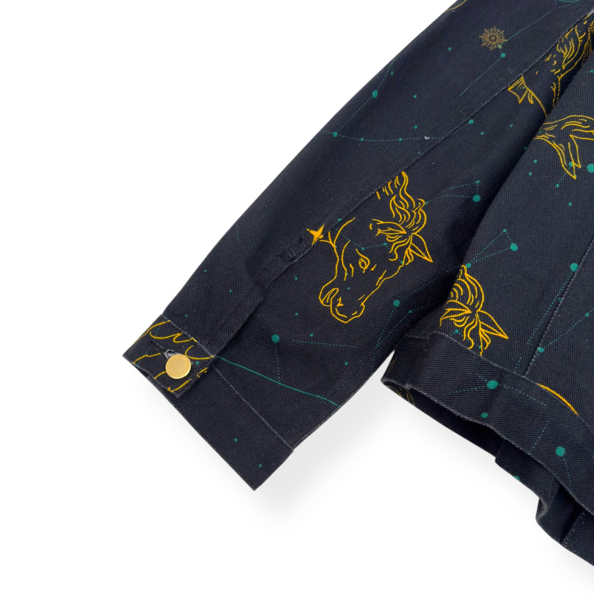 CASABLANCA CONSTELLATION GRAPHIC PRINT DENIM JACKET NAVY / YELLOW L | Large, Navy