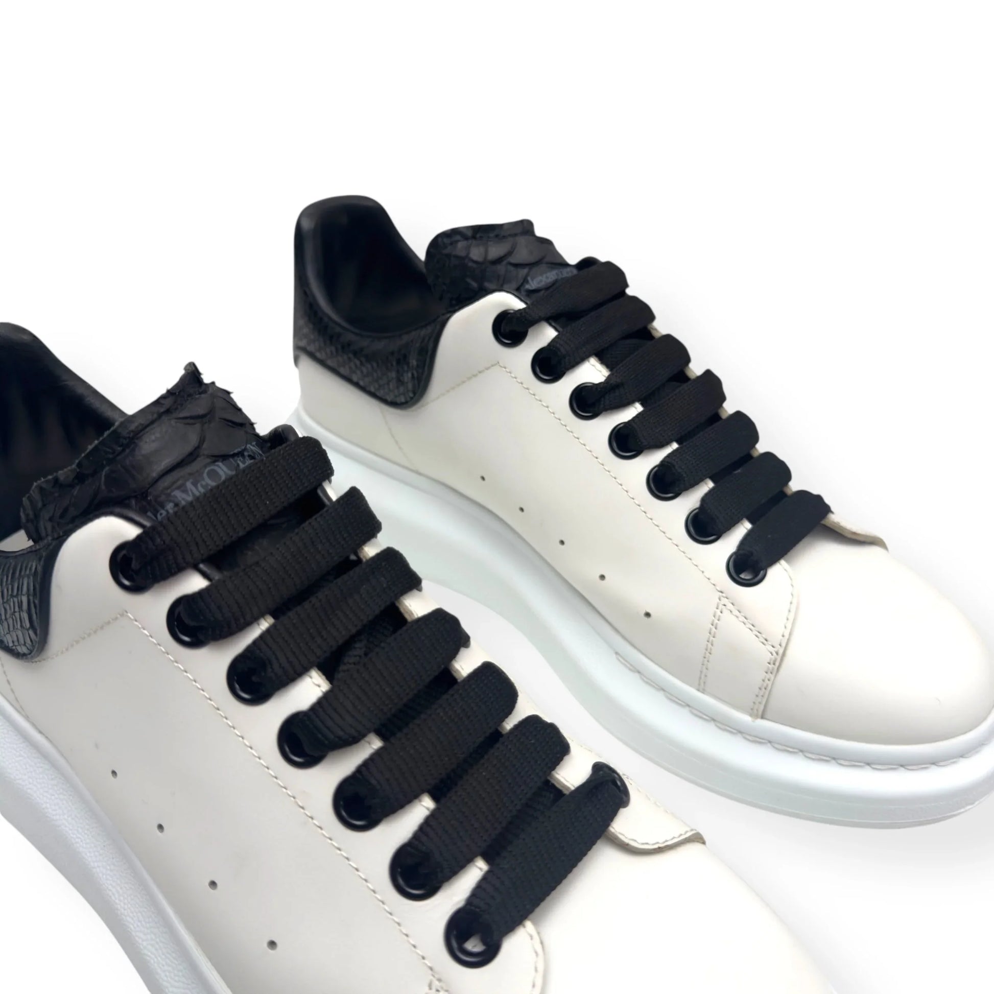 ALEXANDER MCQUEEN OVERSIZED LEATHER SNAKESKIN SNEAKER WHITE