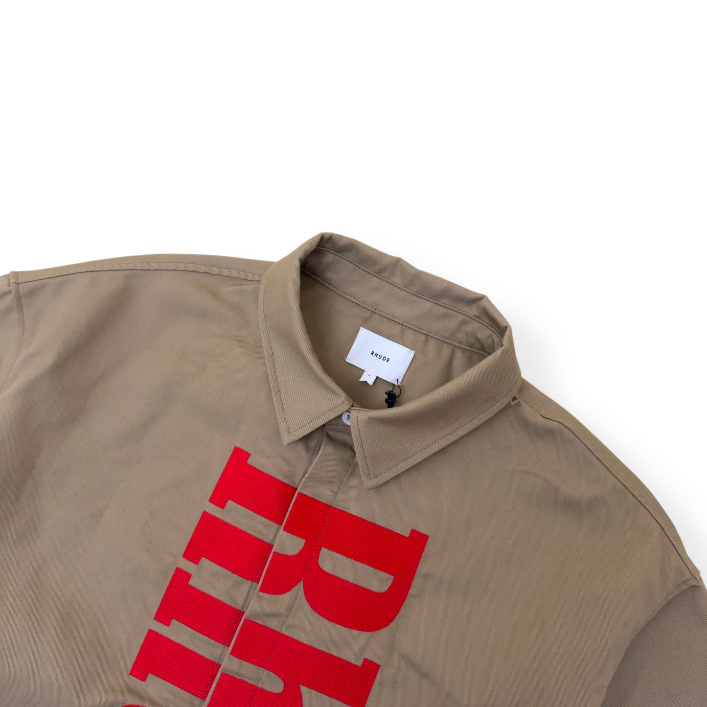 RHUDE VERTICAL LOGO SHIRT BEIGE / RED L | Large, Beige